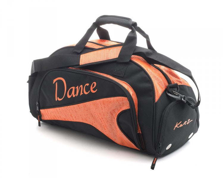 Medium Black & Sparkly Orange Dance Ballet Kit Holdall Sports Bag KB88