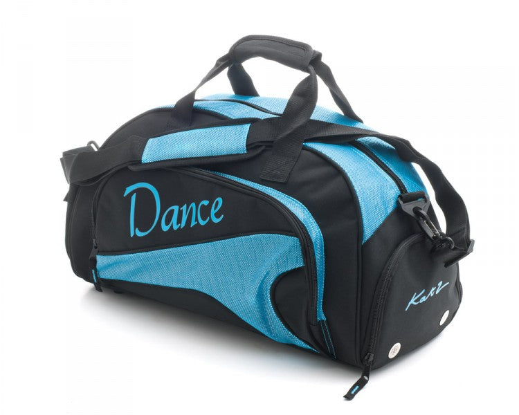 Medium Black & Sparkly Sky Blue Dance Ballet Kit Holdall Sports Bag KB89