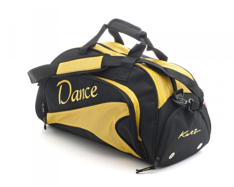 Medium Black & Sparkly Yellow Dance Ballet Kit Holdall Sports Bag KB91