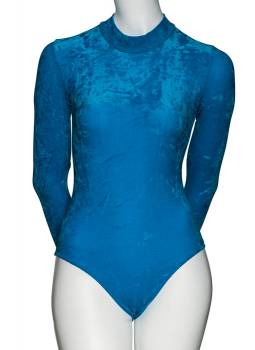KDGV018 Women's All Colours Velour Crushed Velvet HIGH NECK Long Sleeve Dance Leotard