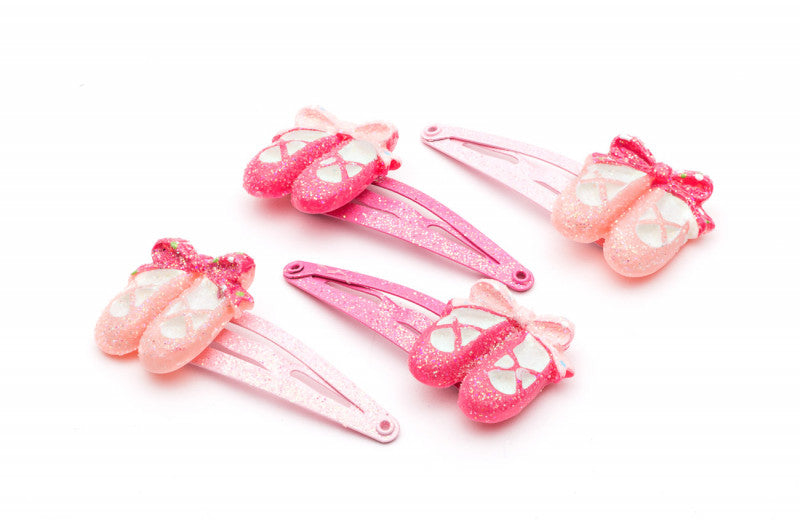 4 Pack Of Girls Pink Ballet Shoes Dance Hairclips Gifts HA-02