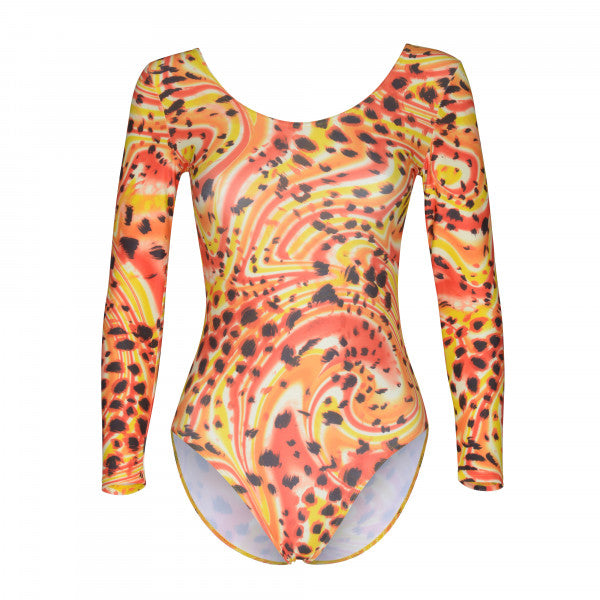 KDC029 All Colours ANIMAL PRINT Women's Girls Lycra Long Sleeve Dance Leotard