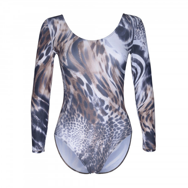 KDC029 All Colours ANIMAL PRINT Women's Girls Lycra Long Sleeve Dance Leotard