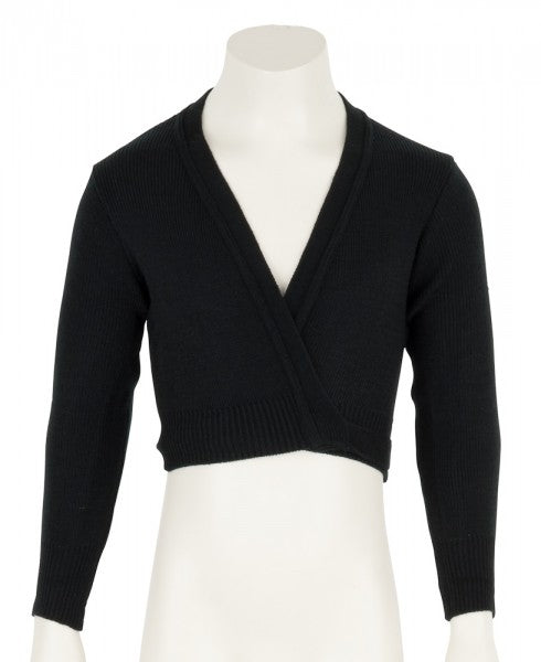 Girls Children's Black Ballet Dance Long Sleeve Crossover Cardigan All Sizes
