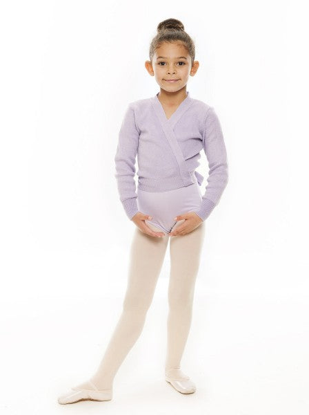 Girls Children's Purple Ballet Dance Long Sleeve Crossover Cardigan All Sizes