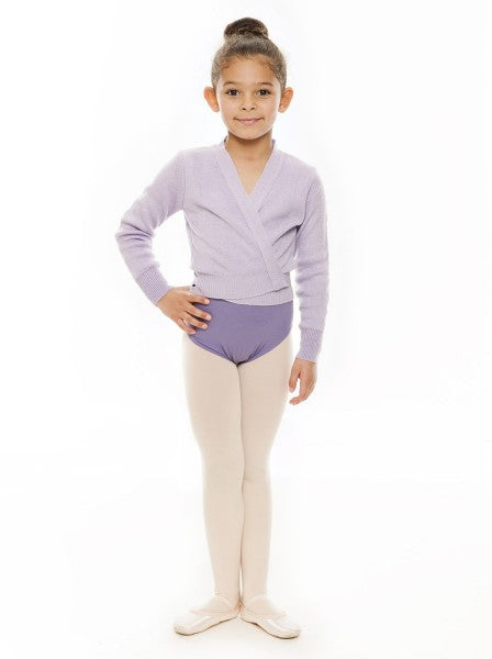 Girls Children's Purple Ballet Dance Long Sleeve Crossover Cardigan All Sizes