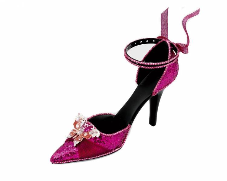 Pink Butterfly Sequin Shoe Earing And Ring Holder RH-05