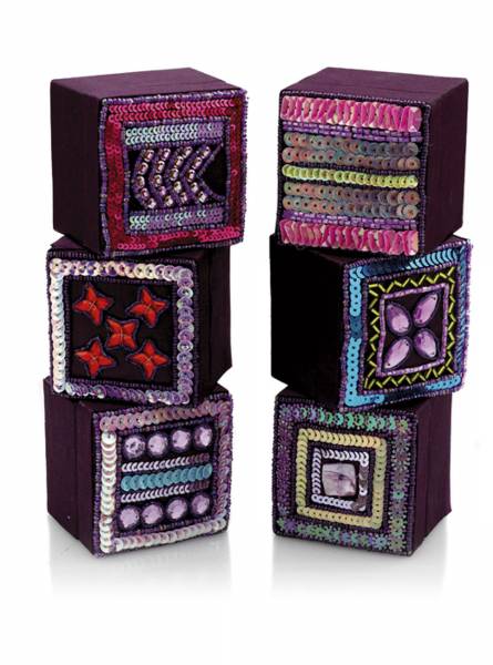 Set of 6 Purple Sequin Trinket Boxes DE-PU1