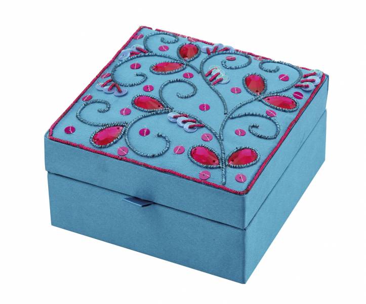 Turquoise Sequin Trinket Box DE-T3