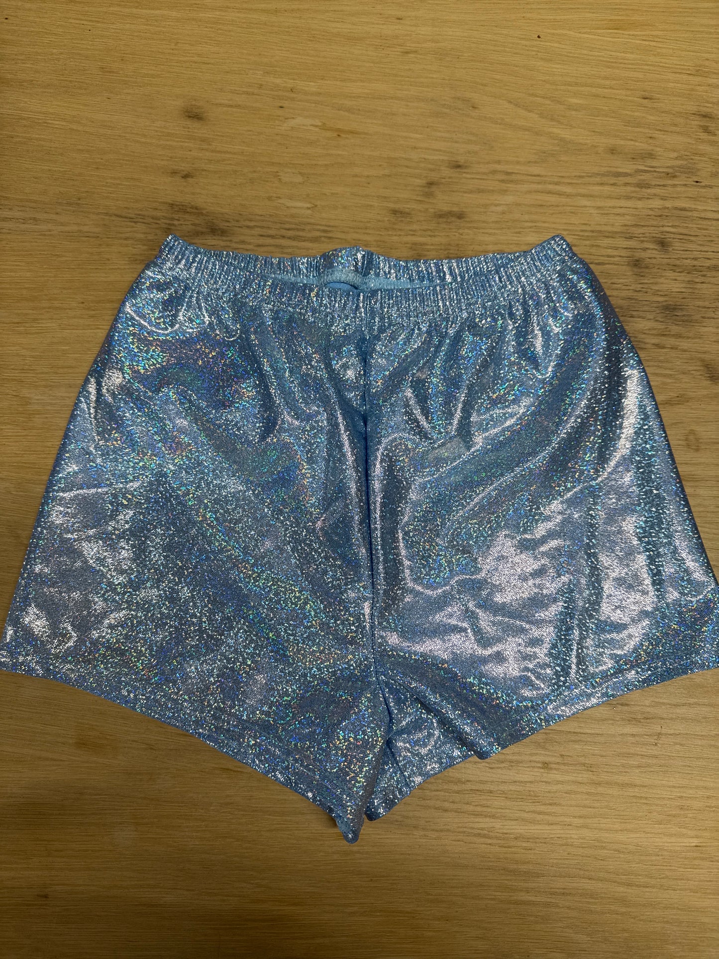 Pale blue hologram Dance gymnastics hot pants shorts Womens UK 8 Katz 3 Ref 19