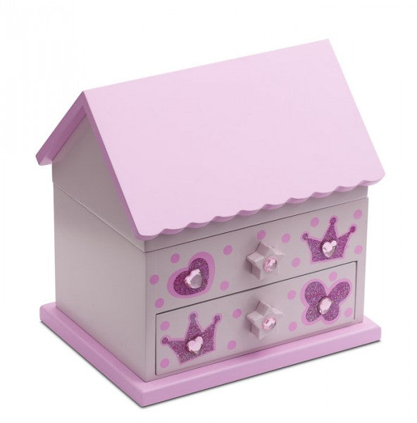 Pink Ballerina Wooden House Shaped Jewellery Music Box Christmas Birthday JB17