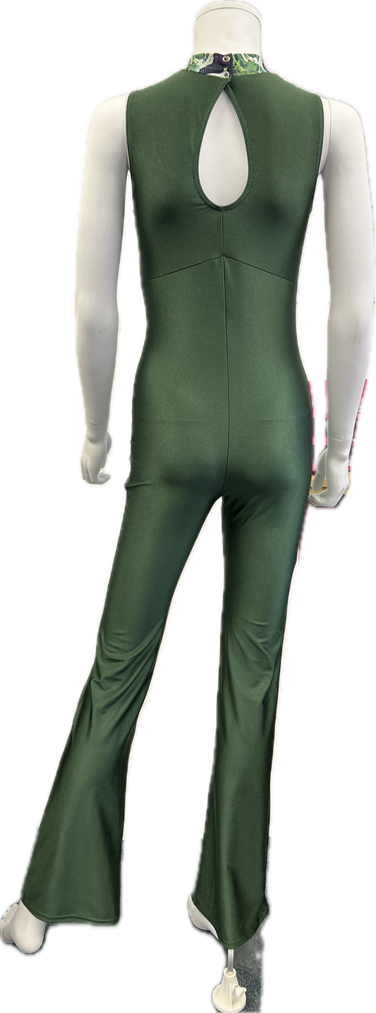 K2115 CUSTOM-MADE All Colours Women's Girls Fabric Mix Sleeveless High Neck Dance Jumpsuit