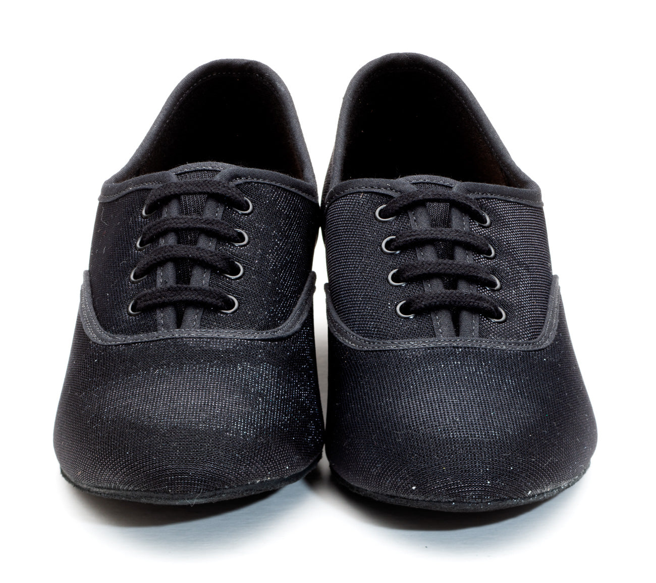 Black Glitter Low Heel Suede Sole Lace Up Practice Stage Ballroom Shoes