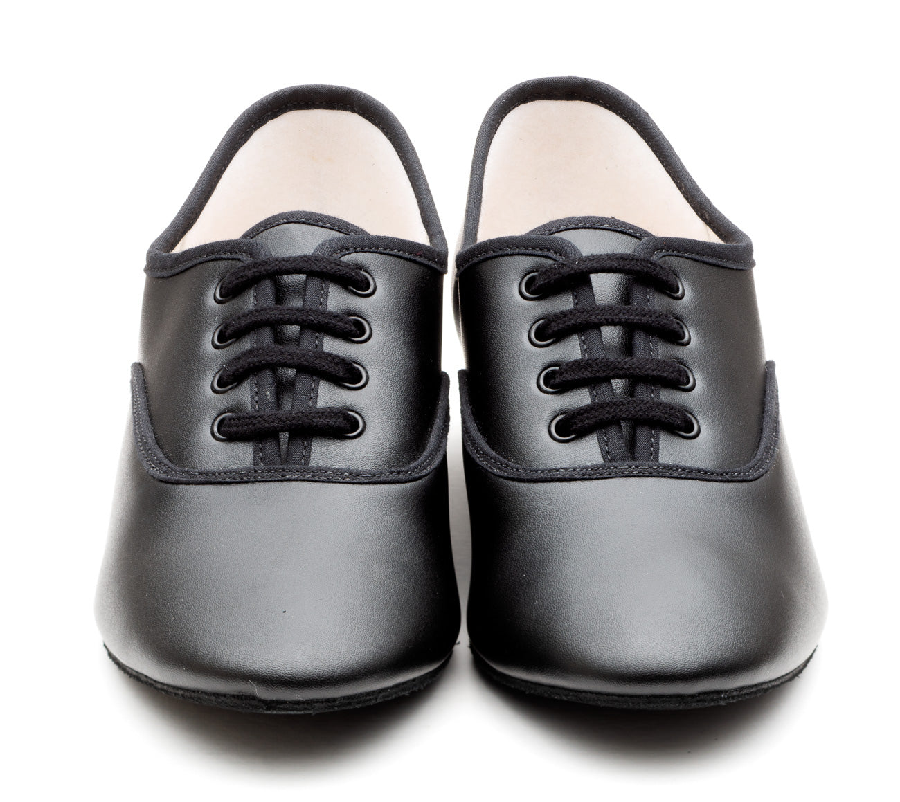 Black PU Low Heel Suede Sole Lace Up Practice Stage Ballroom Shoes