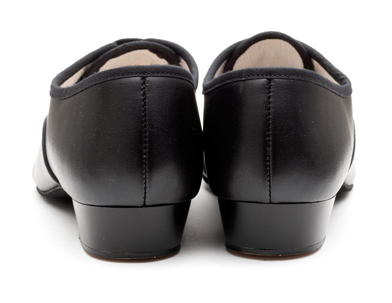 Black PU Low Heel Suede Sole Lace Up Practice Stage Ballroom Shoes