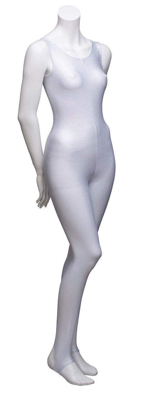 KDC011 All Colours SPARKLY HOLOGRAM Women's Girls Lycra Sleeveless Stirrup Dance Catsuit Unitard