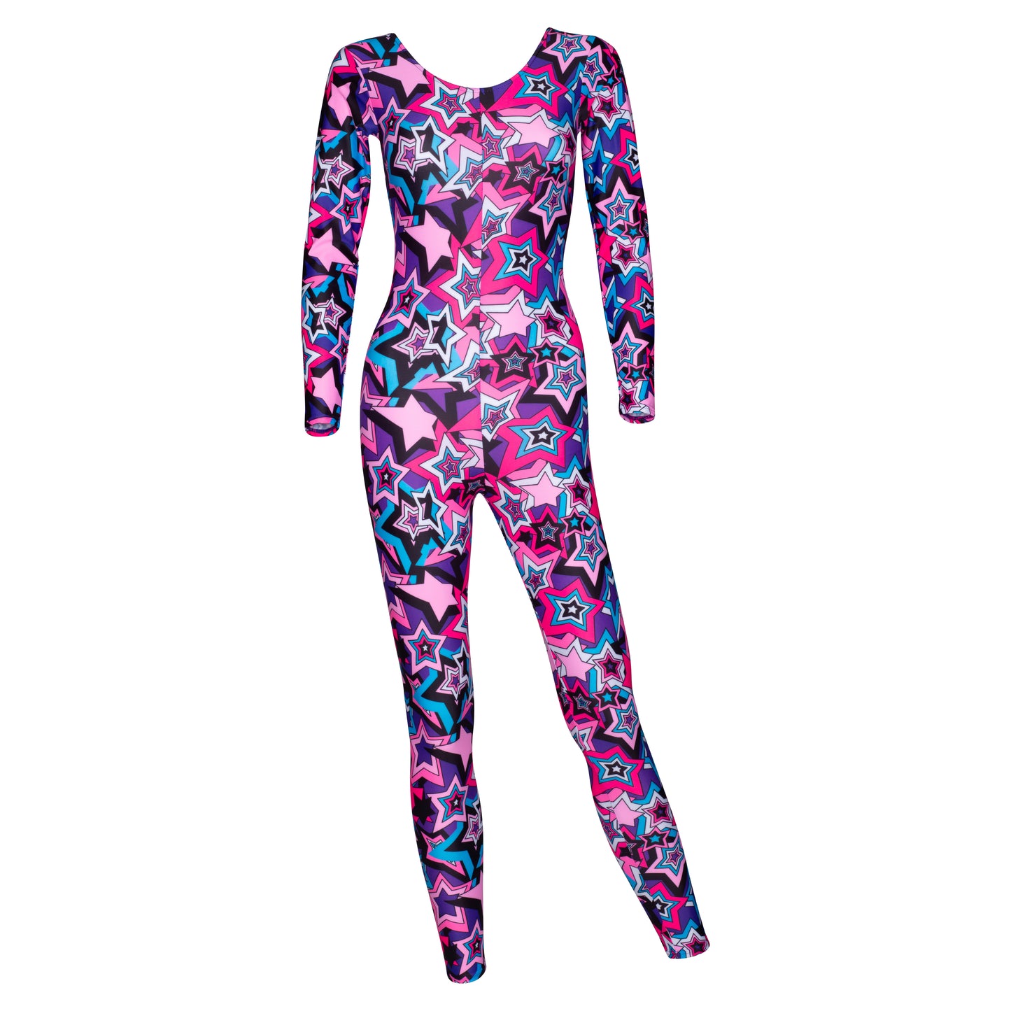 KDC017 Women's Girl's Variety Of Festival Multi Coloured Print Long Sleeve Catsuit