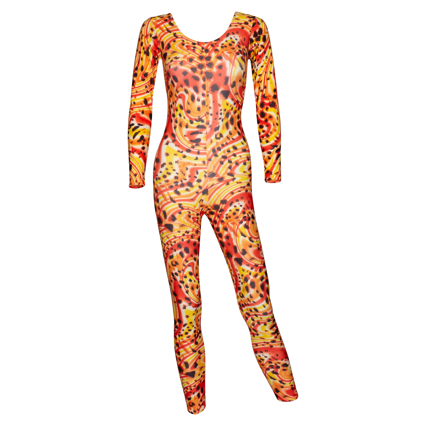 KDC012 All Colours ANIMAL PRINT Women's Girls Lycra Long Sleeve Stirrup Catsuit Unitard
