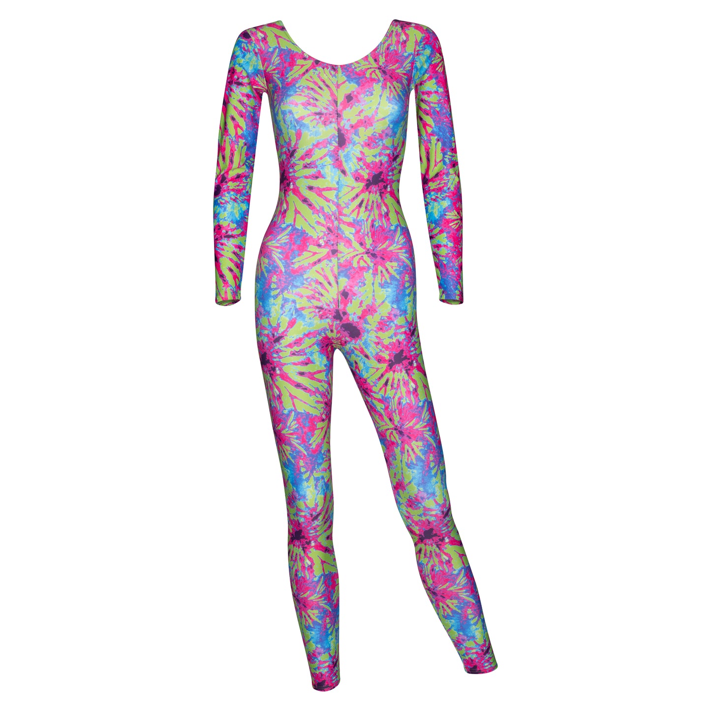 KDC017 Women's Girl's Variety Of Festival Multi Coloured Print Long Sleeve Catsuit