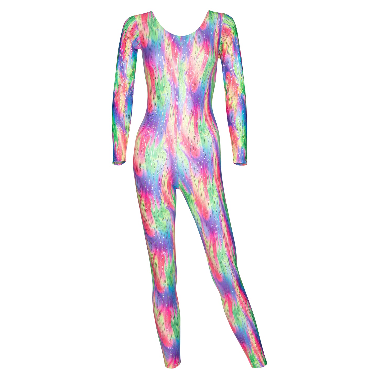 KDC017 Women's Girl's Variety Of Festival Multi Coloured Print Long Sleeve Catsuit