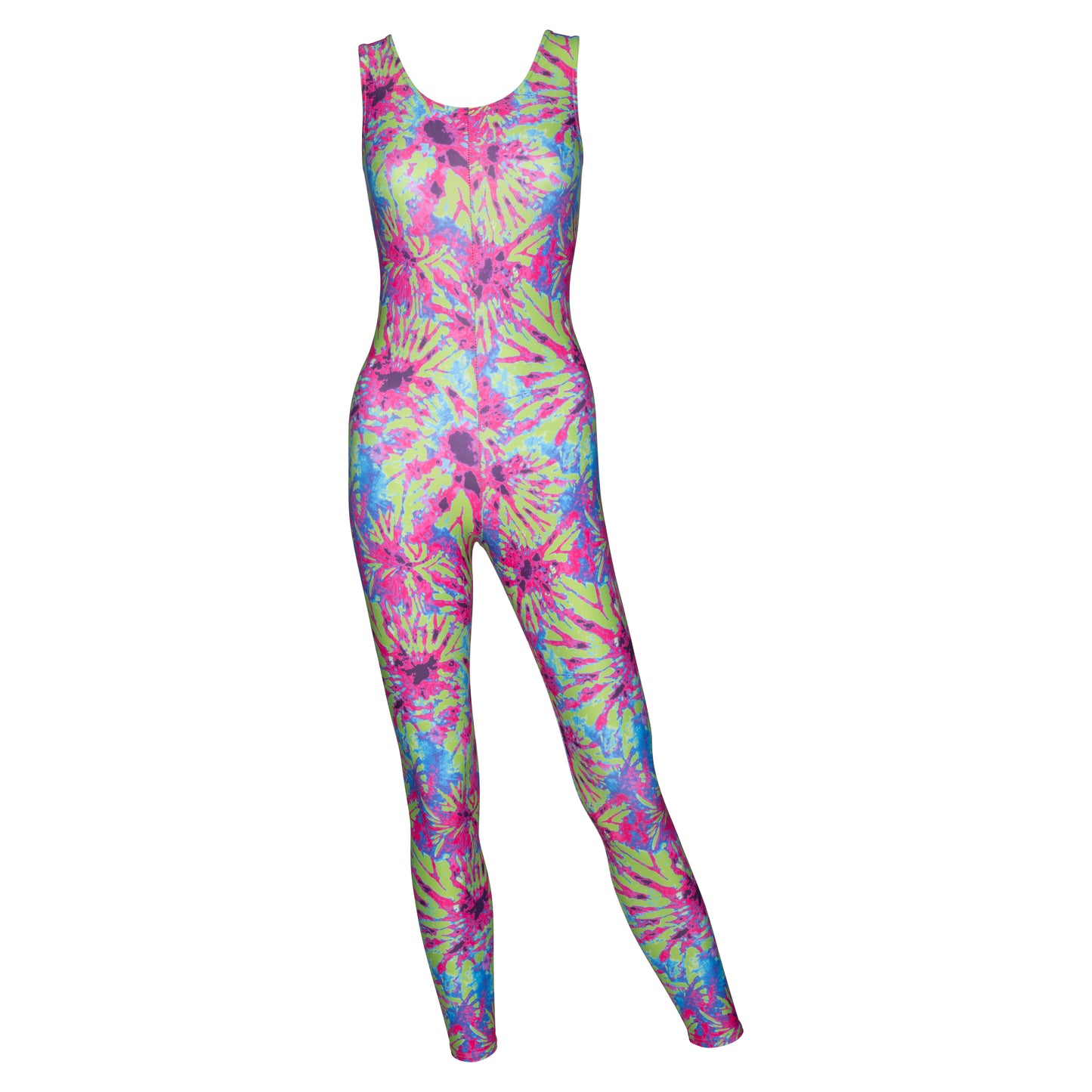 KDC016 Women's Girl's Variety Of Festival Multi Coloured Print Sleeveless Catsuit