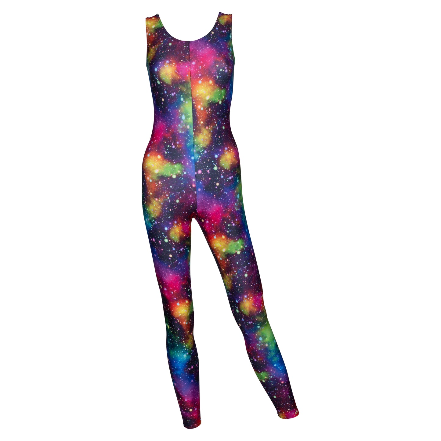 KDC016 Women's Girl's Variety Of Festival Multi Coloured Print Sleeveless Catsuit
