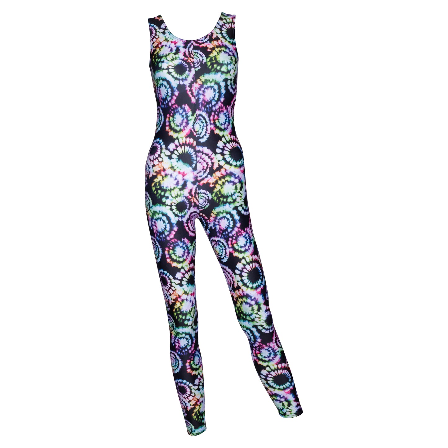 KDC016 Women's Girl's Variety Of Festival Multi Coloured Print Sleeveless Catsuit