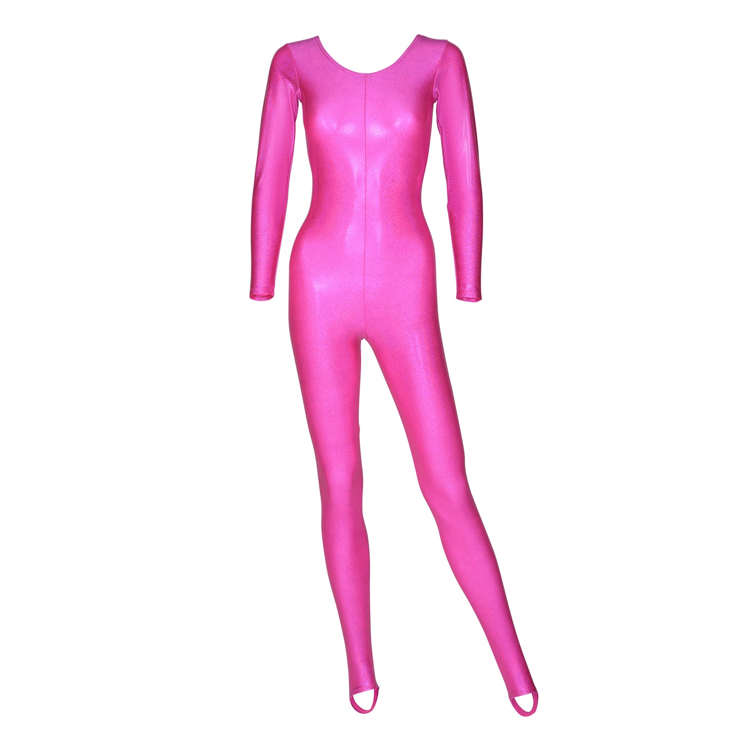 KDC012 All Colours SPARKLY HOLOGRAM Women's Girls Lycra Long Sleeve Stirrup Dance Catsuit Unitard