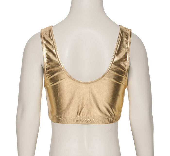 KCTM-6 Girls Shiny METALLIC Tank Back Dance Gym Crop Top