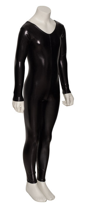 KDC012 Girls Shiny METALLIC All Colours Long Sleeve Stirrup Catsuit Unitard