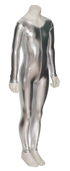KDC012 Girls Shiny METALLIC All Colours Long Sleeve Stirrup Catsuit Unitard