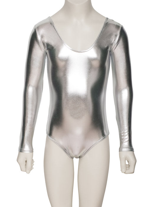 KDC029 Girls Shiny METALLIC All Colours Long Sleeve Leotard