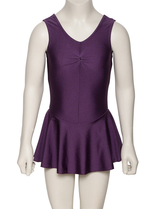 KDR005 Girls All Colours Nylon Lycra Sleeveless Ruched Leotard & Attached Skirt