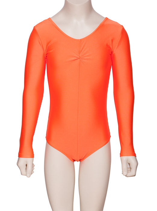 KDC009 Girls All Colours Nylon Lycra Long Sleeve Ruched Dance Gymnastics Leotard