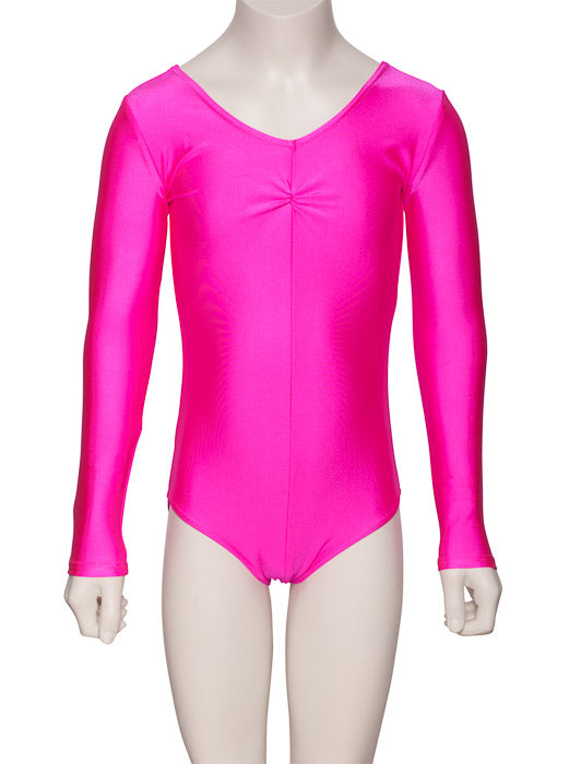 KDC009 Girls All Colours Nylon Lycra Long Sleeve Ruched Dance Gymnastics Leotard