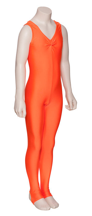 KDC013 Girls All Colours Lycra Sleeveless Ruched Front Dance Catsuit With Stirrups