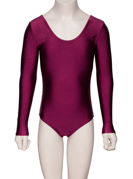 KDC029 Girls All Colours Nylon Lycra Long Sleeve Plain Dance Gymnastics Leotard