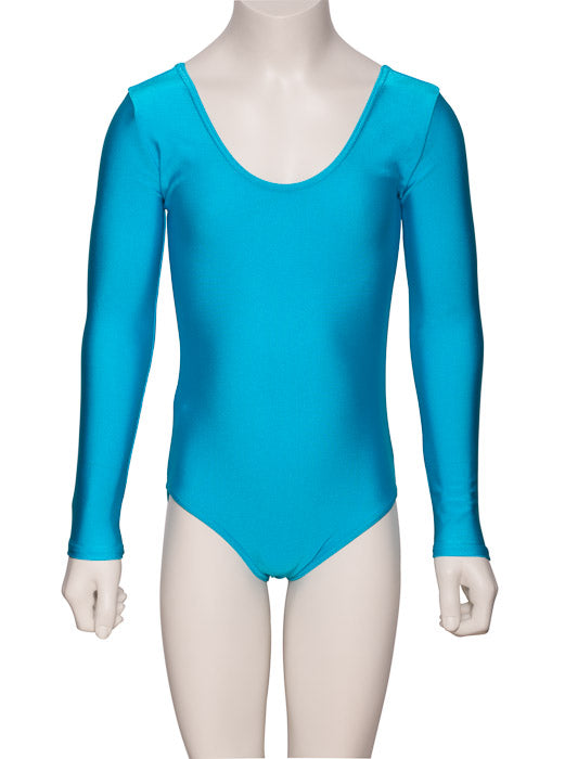 KDC029 Girls All Colours Nylon Lycra Long Sleeve Plain Dance Gymnastics Leotard