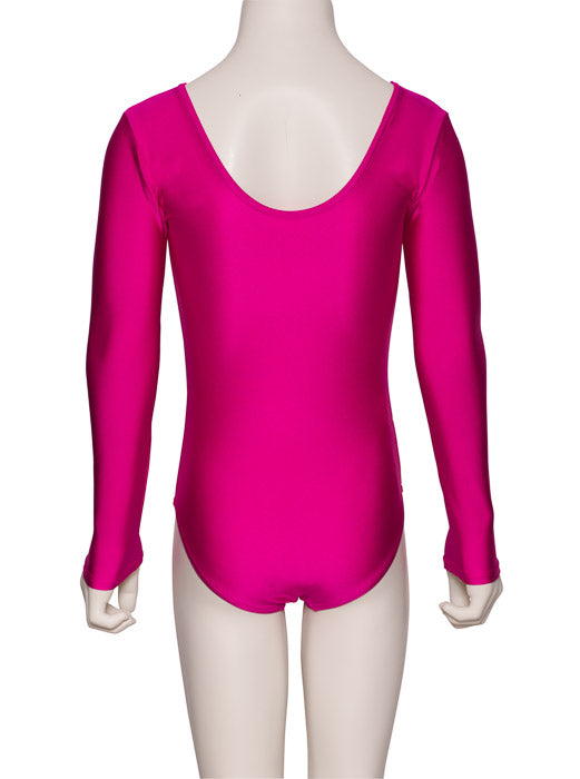 KDC029 Girls All Colours Nylon Lycra Long Sleeve Plain Dance Gymnastics Leotard