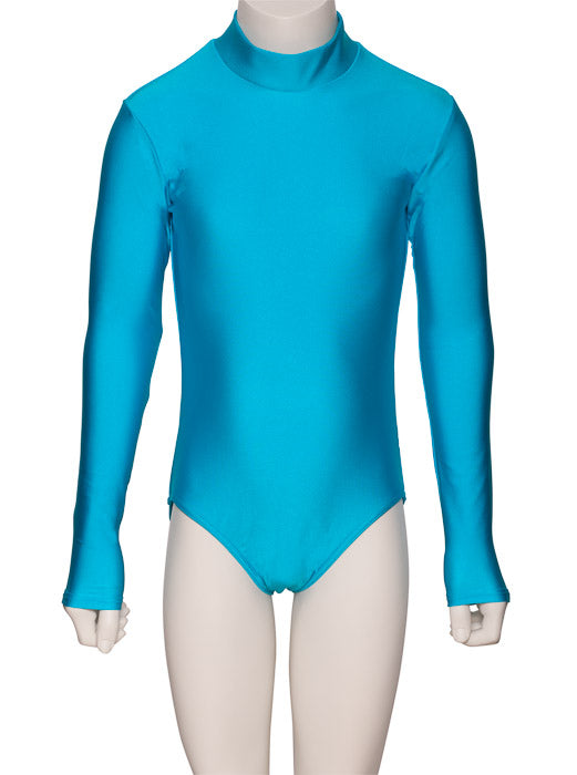 KDGN019 Girls All Colours Nylon Lycra HIGH NECK Long Sleeve Plain Dance Gymnastics Leotard