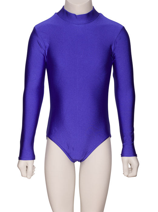 KDGN019 Girls All Colours Nylon Lycra HIGH NECK Long Sleeve Plain Dance Gymnastics Leotard