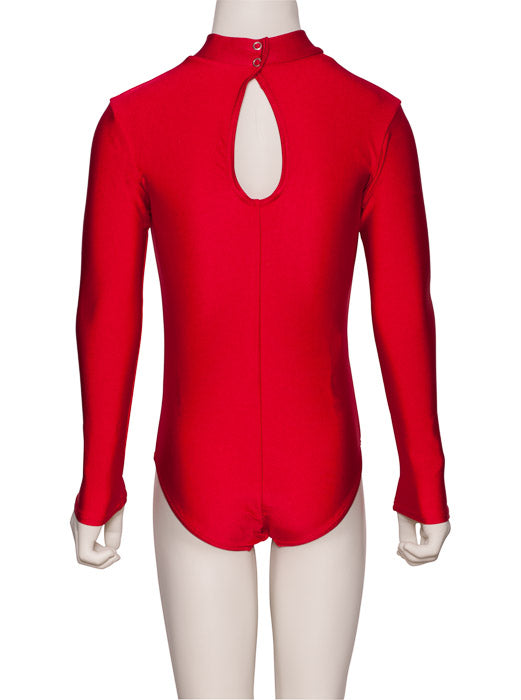 KDGN019 Girls All Colours Nylon Lycra HIGH NECK Long Sleeve Plain Dance Gymnastics Leotard