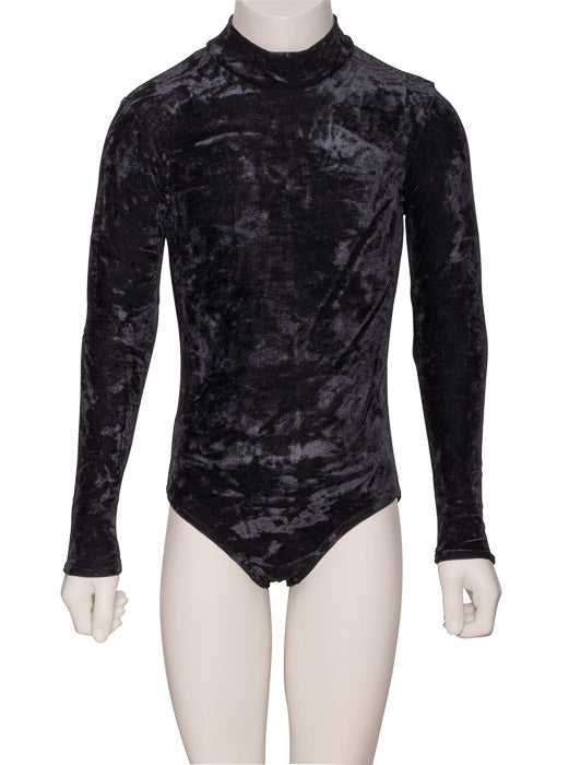 KDGV018 Girls All Colours Velour Crushed Velvet HIGH NECK Long Sleeve Dance Leotard