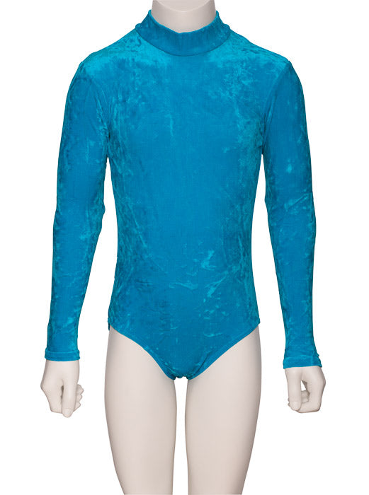 KDGV018 Girls All Colours Velour Crushed Velvet HIGH NECK Long Sleeve Dance Leotard