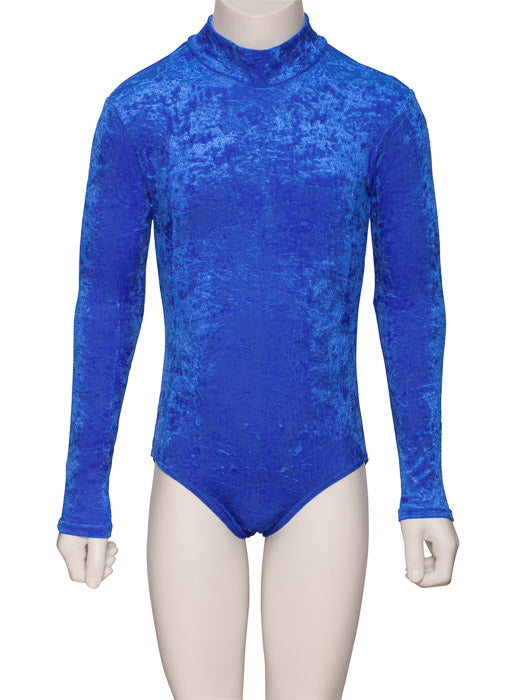 KDGV018 Girls All Colours Velour Crushed Velvet HIGH NECK Long Sleeve Dance Leotard