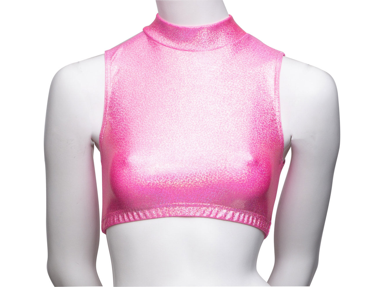 KCTH-7 All Colours and Sizes Sparkly Hologram High Neck Dance Fitness Gym Crop Top