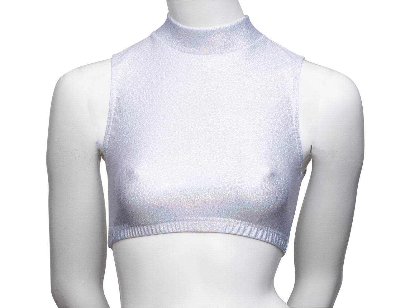 KCTH-7 All Colours and Sizes Sparkly Hologram High Neck Dance Fitness Gym Crop Top