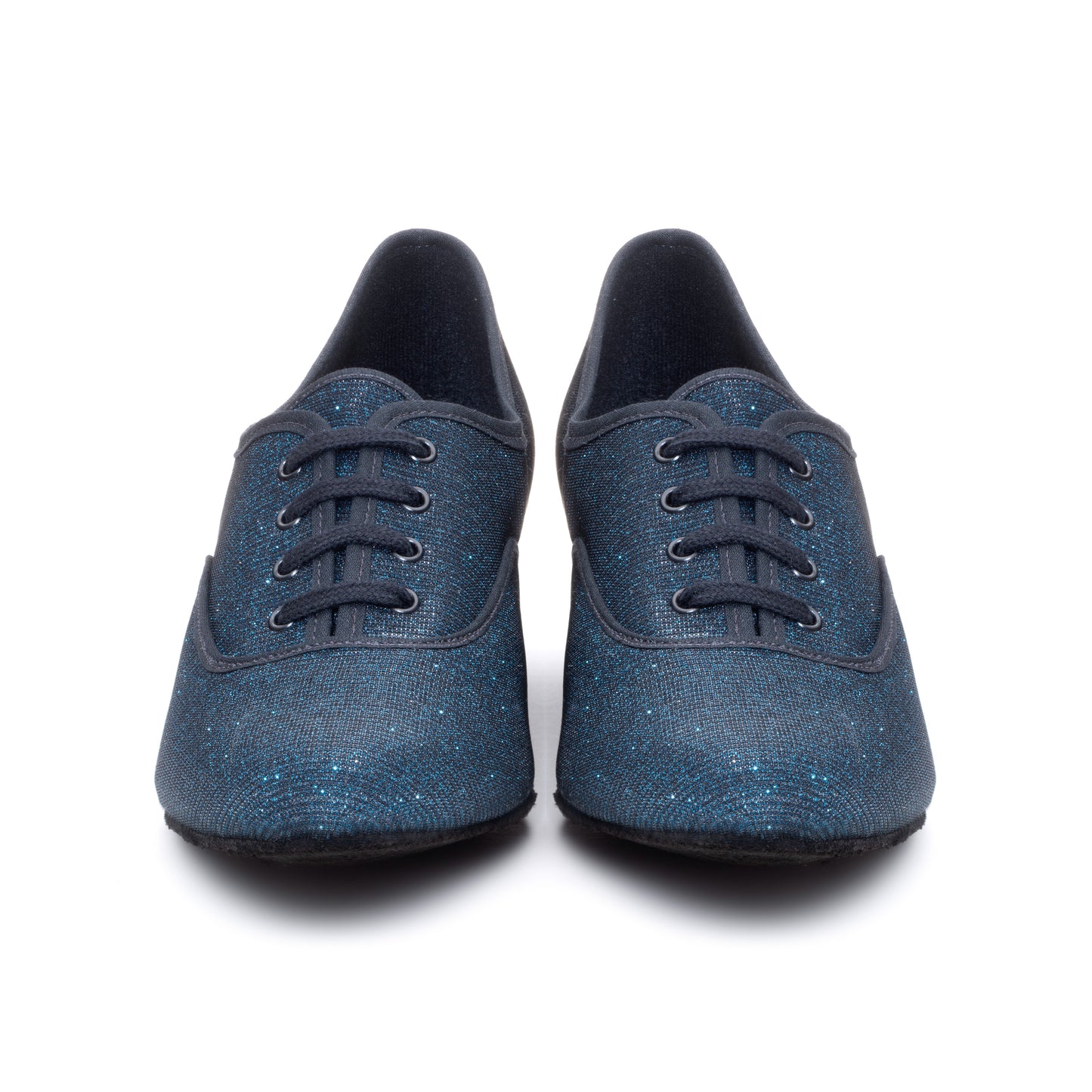 Black/Navy Glitter Cuban Heel Suede Sole Lace Up Practice Stage Ballroom Shoes