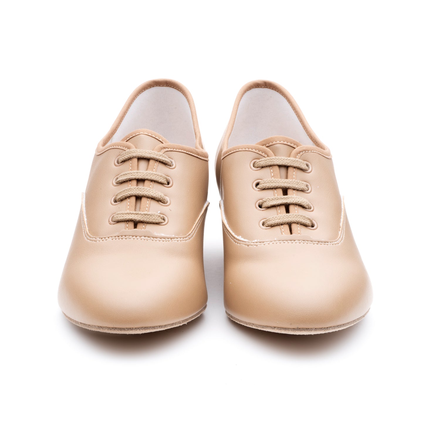Tan PU Cuban Heel Suede Sole Lace Up Practice Stage Ballroom Shoes
