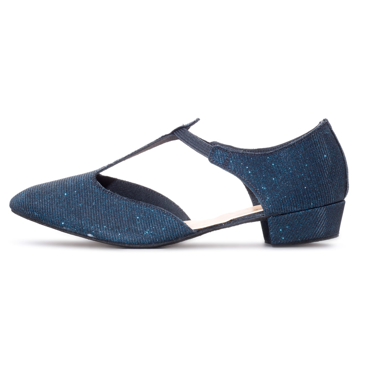 Black/Navy Glitter Greek Dance Sandals Teaching Shoes Low Heel